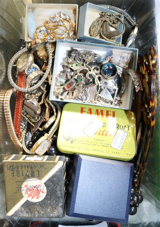 2 tortoiseshell hair combs, jet & mixed ladies watches(-)